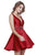 Shail K - 33949 Sleeveless V Neckline Jewel Ornate Belt Cocktail Dress in Red