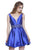 Shail K - 33949 Sleeveless V Neckline Jewel Ornate Belt Cocktail Dress in Blue