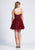 Dave & Johnny - 3394 Jewel Appliqued Corset A-Line Gown In Red