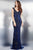 33965 Beaded V-neck Shear Sheath Dress