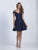 Dave & Johnny - 3398 Glittering Off Shoulder A-Line Dress in Blue
