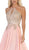May Queen - MQ1646 Embroidered Halter A-line Dress In Pink