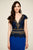 Tadashi Shoji - Two Tone Lace V-neck Fitted Dress In Black and Blue