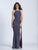 Dave & Johnny - 3401 Sleeveless Crisscrossed Back Sheath Gown in Gray