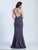 Dave & Johnny - 3401 Sleeveless Crisscrossed Back Sheath Gown in Gray