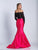 Dave & Johnny - 3402 Two Piece Lace Off-Shoulder Mermaid Dress in Black and Pink