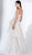 3402 Strapless Draping High Low Metallic Tulle Gown