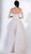 3405 Strapless Trailing Floral Adorned Tulle Gown