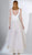 3406 Plunging V-Neck Appliqued High Low A-Line Gown