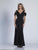 Dave & Johnny - 3407 Sleek Deep V-neck Sheath Dress in Black and Pink