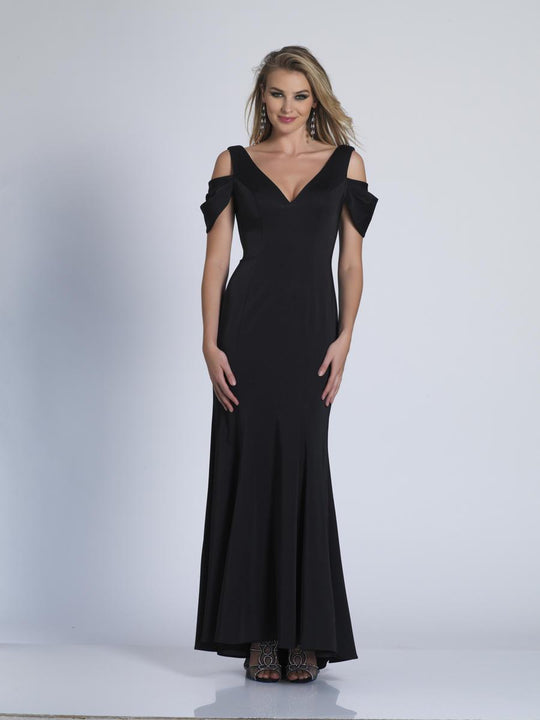 Dave & Johnny - 3407 Sleek Deep V-neck Sheath Dress in Black and Pink