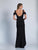 Dave & Johnny - 3407 Sleek Deep V-neck Sheath Dress in Black and Pink