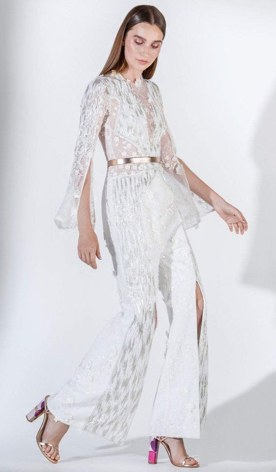 3407 Lace Embroidered Long Sleeves Pantsuit