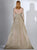3409 Long Sleeve Embroidered Back Paneled Gown