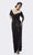 Daymor Couture - Shirred Off Shoulder Long Gown 8031 in Black