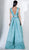 3414 Sleeveless V Neckline High Low Brocade Gown