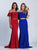 Dave & Johnny - 3416 Two-Piece Ruffled Off Shoulder Gown in Red and Blue