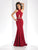 Clarisse - 3417 Halter Neck Trumpet Jersey Gown in Red