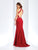Clarisse - 3417 Halter Neck Trumpet Jersey Gown in Red