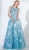 3418 Printed Bateau Layered A-line Dress