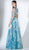 3421 Printed Jewel Neck Tulle A-line Dress