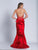 Dave & Johnny - 3422 Jeweled Halter Mermaid Dress in Red
