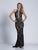 Dave & Johnny - 3423 Lace Embellished Halter Sheath Dress in Black and Neutral