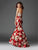 Clarisse - 3423 Laced Halter Neck Floral Print Mermaid Gown in White and Print