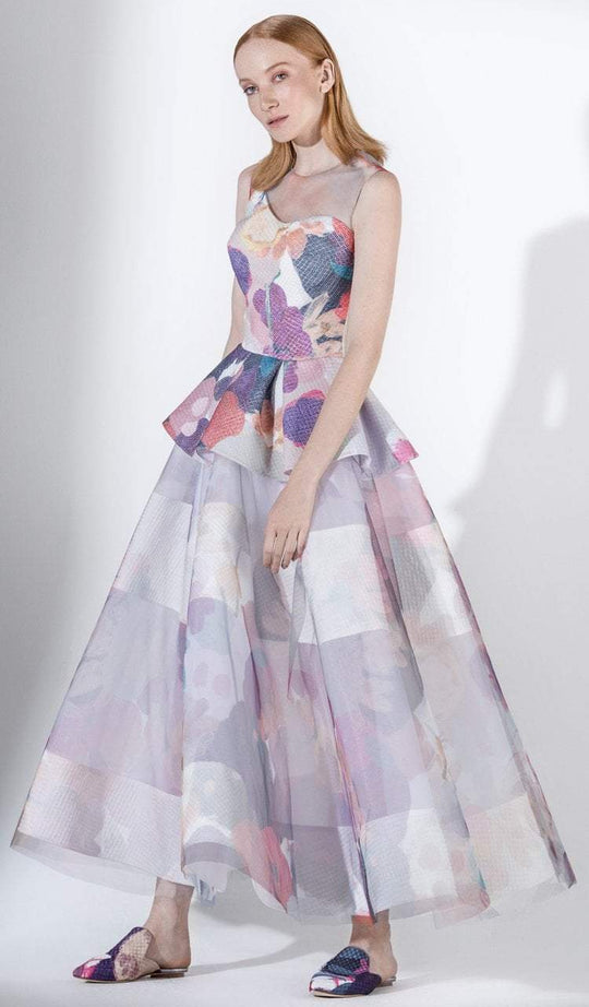 3426 Multi-Colored Brocade And Tulle A-line Dress