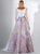 3427 Multi-Colored Tulle Deep V-neck A-line Dress