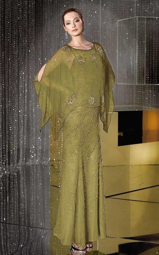 Alyce Paris Jean De Lys - 29088 Scoop Chiffon Sheath Dress in Green