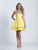 Dave & Johnny - 3429 Metallic Straight Neckline Cocktail Dress In Yellow