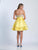 Dave & Johnny - 3429 Metallic Straight Neckline Cocktail Dress In Yellow