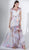 3429 Printed Tulle Trumpet Dress With Train