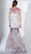 3429 Printed Tulle Trumpet Dress With Train