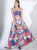 3430 Strapless Multi-Colored Brocade A-line Dress