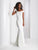 Clarisse - 3432 Beaded Off-Shoulder Trumpet Dress in White