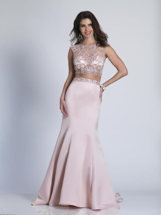 Dave & Johnny - 3432 Embellished Two Piece Mermaid Dress in Pink