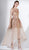 3433 Applique V-neck High Low A-line Dress