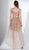 3433 Applique V-neck High Low A-line Dress