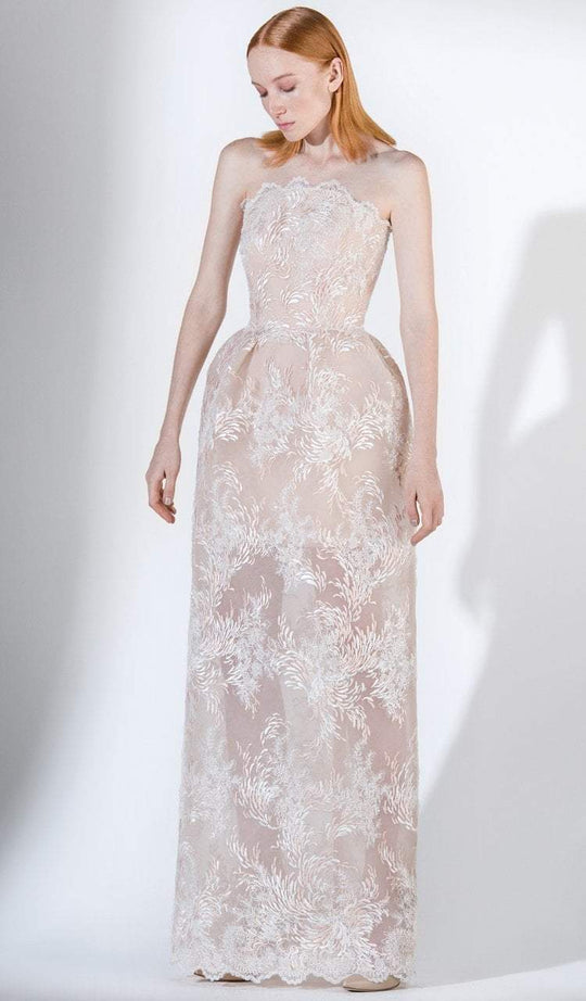 3434 Strapless Scalloped Neck Column Dress