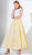 3437 Floral Applique Tulle Brocade A-line Dress