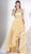3438 Brocade and Tulle Bateau High Low A-line Dress