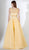 3438 Brocade and Tulle Bateau High Low A-line Dress