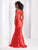 Clarisse - 3441 Plunging Off Shoulder Mermaid Dress in Red