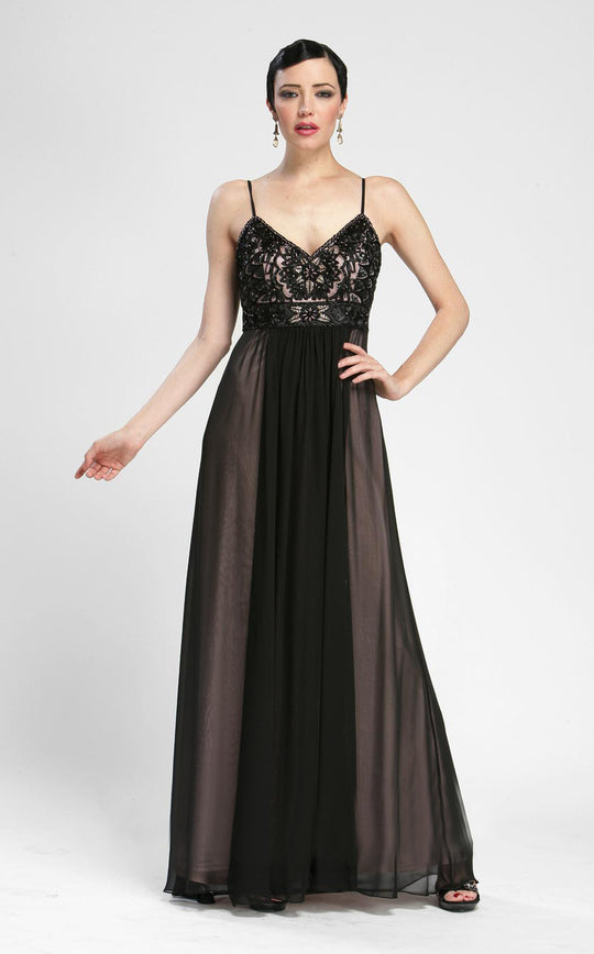 Sue Wong - Sleeveless Embellished A Line Gown N3402 in Black and Pink