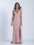 Dave & Johnny - 3441 Lattice Accented Plunging Sheath Gown in Pink