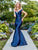 Clarisse - 3441 Plunging Off Shoulder Mermaid Dress in Blue