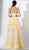 3441 Brocade and Tulle A-line Dress