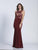 Dave & Johnny - 3443 Embellished Halter Trumpet Dress in Red